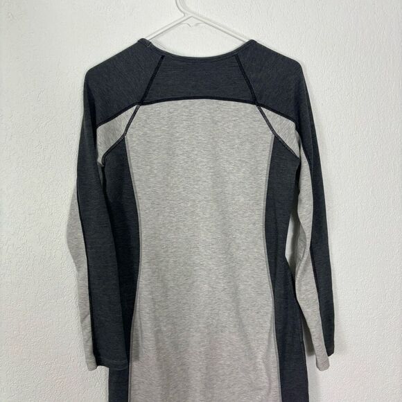 Athleta Light & Dark Grey Colorblock Long Sleeve Terry Cloth Sweater Dress Size - Picture 5 of 7